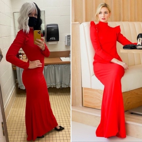 Camilyn Beth x Anthropologie Red evening gown sleeve ruffle 22700 - Picture 1 of 16